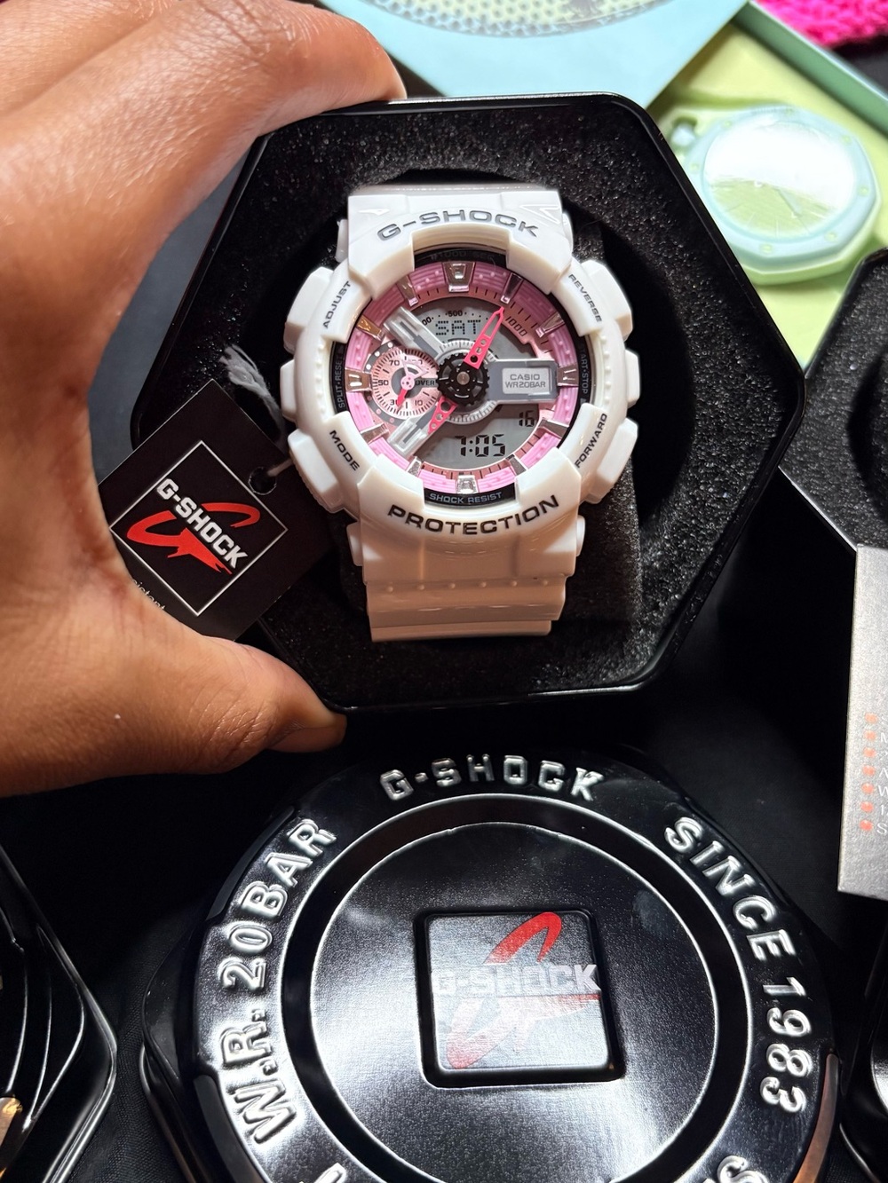 G-Shock White and Pink Resin Digital-Analog Watch